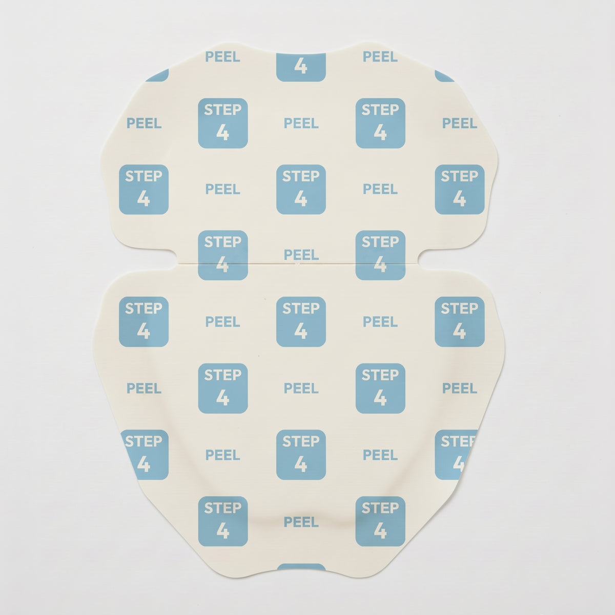A close-up shot of the patch's Paper Outer Liner, labeled with "STEP 4" to guide users on how to peel and apply the product.