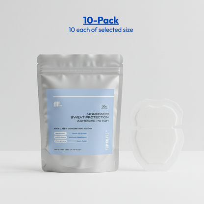 The Reserve Kit 10-pack for armpit sweat patches, showing one sealed foil pouch and one sample patch.