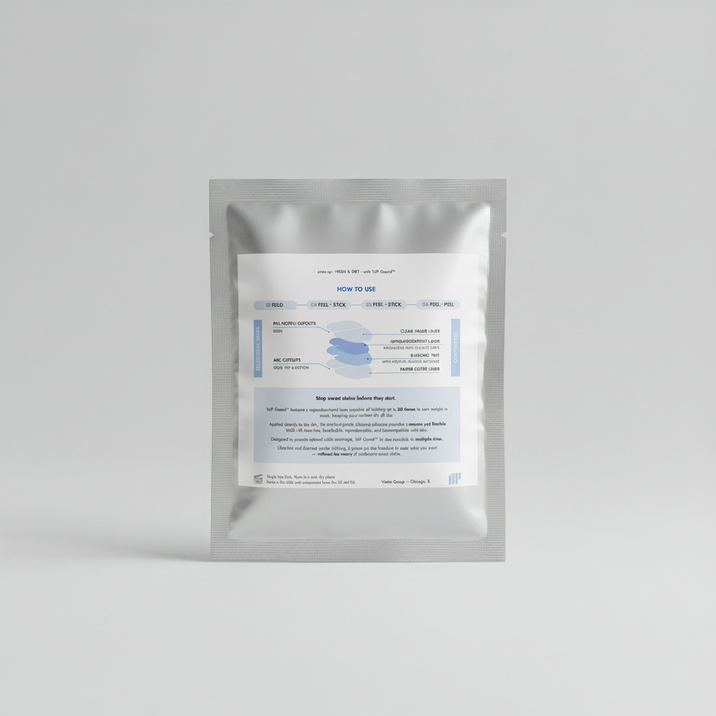 The back of the product packaging, displaying an exploded view of the patch layers, a how-to-use guide, and a detailed product description.